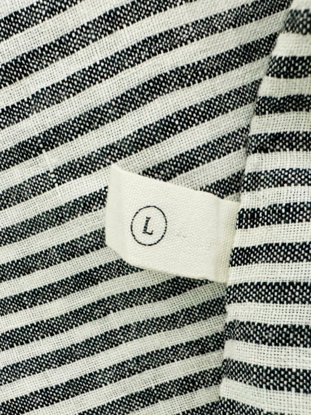 Grae Cove Women's Size L Striped Linen Elastic Waist Black White Midi Dress - Picture 6 of 8